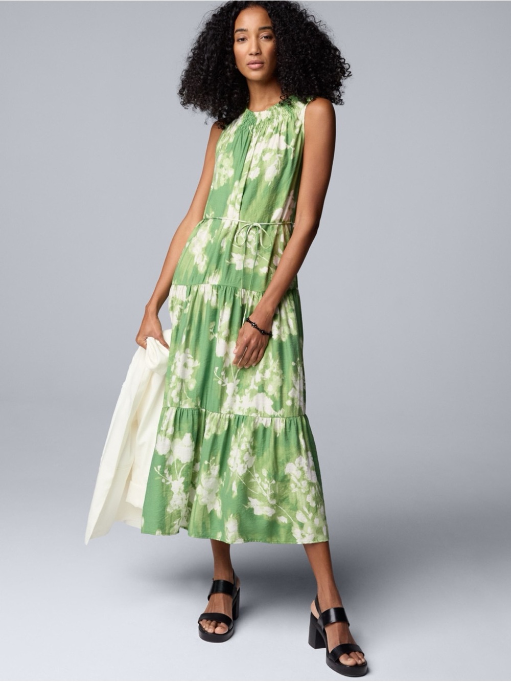 Simply Vera Vera Wang Green Floral Sleeveless Maxi Dress